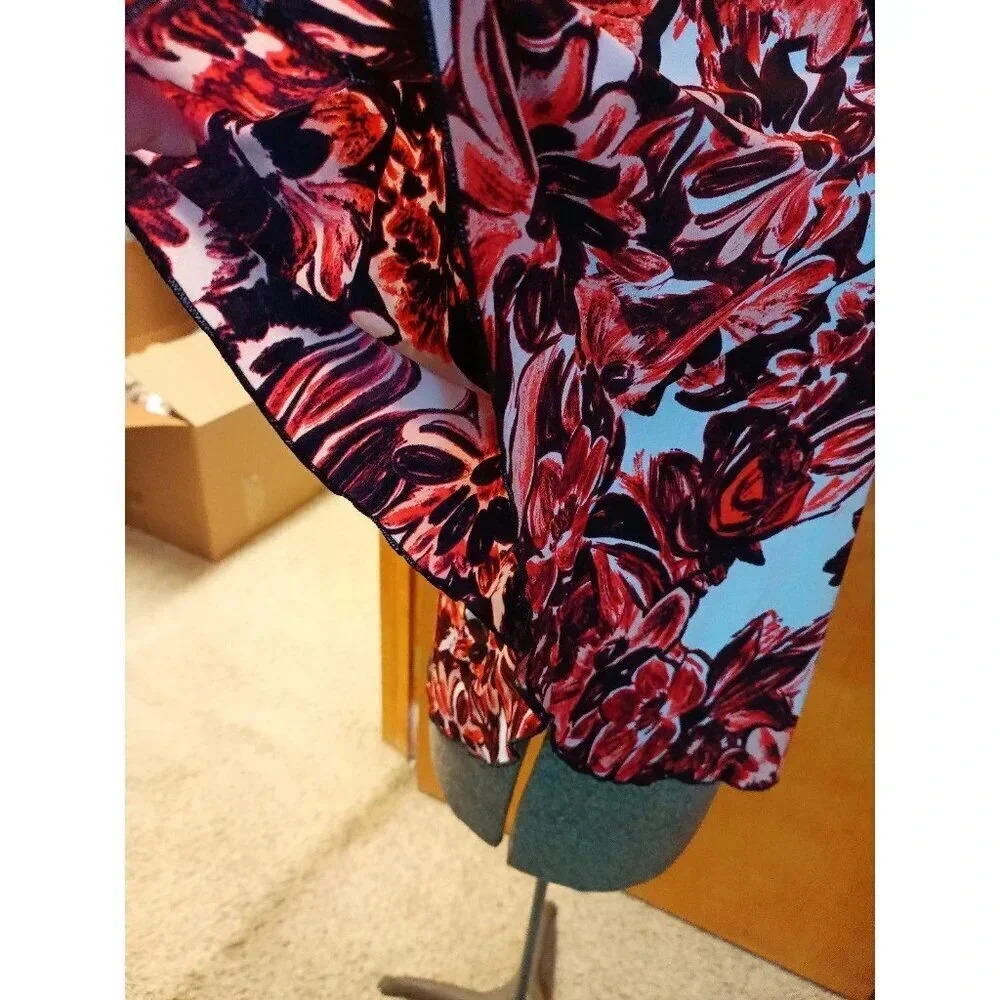 Saint Tropez West size M Blouse Orange and Black Floral - Picture 5 of 12